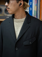 [Scheduled to arrive in October] THONAI / FINE DOUBLE WOOL TWILL / WORK COAT-BLACK-