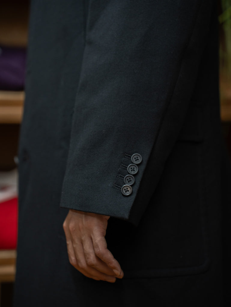 THONAI / FINE DOUBLE WOOL TWILL  WORK COAT-BLACK-