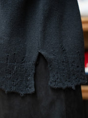 [Scheduled to arrive in October] THONAI / CHUNKY WOOL CASHMERE / CHUNKY CREW-BLACK-