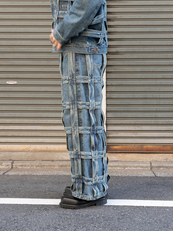 [Scheduled to arrive in October] SUGARHILL / CAGED DENIM PANTS-INDIGO-