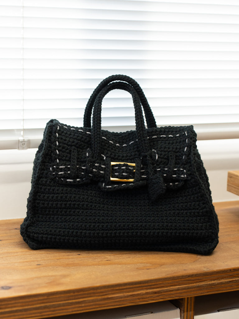 RICE NINE TEN / HAND KNITTED JANE BAG -BLACK-