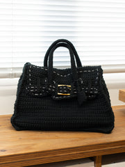 RICE NINE TEN / HAND KNITTED JANE BAG -BLACK-