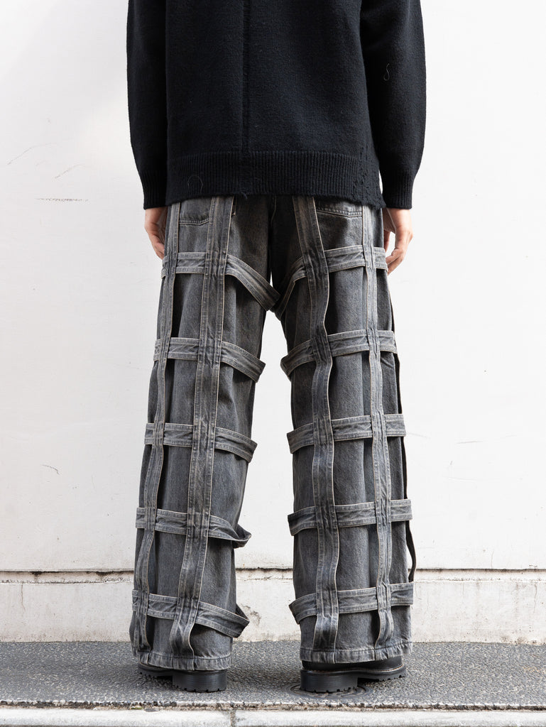 [Expected to arrive in October] SUGARHILL / CAGED DENIM PANTS-BLACK-