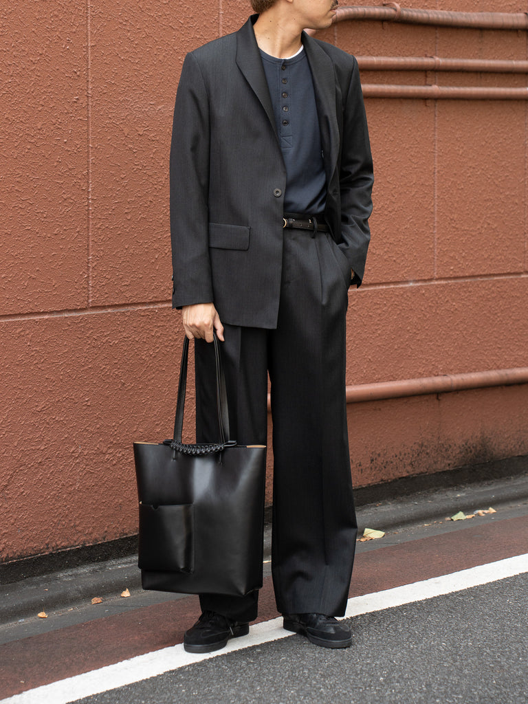 IRENISA / TWO TUCKS WIDE TROUSERS -CHARCOAL GRAY-