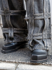 [Expected to arrive in October] SUGARHILL / CAGED DENIM PANTS-BLACK-