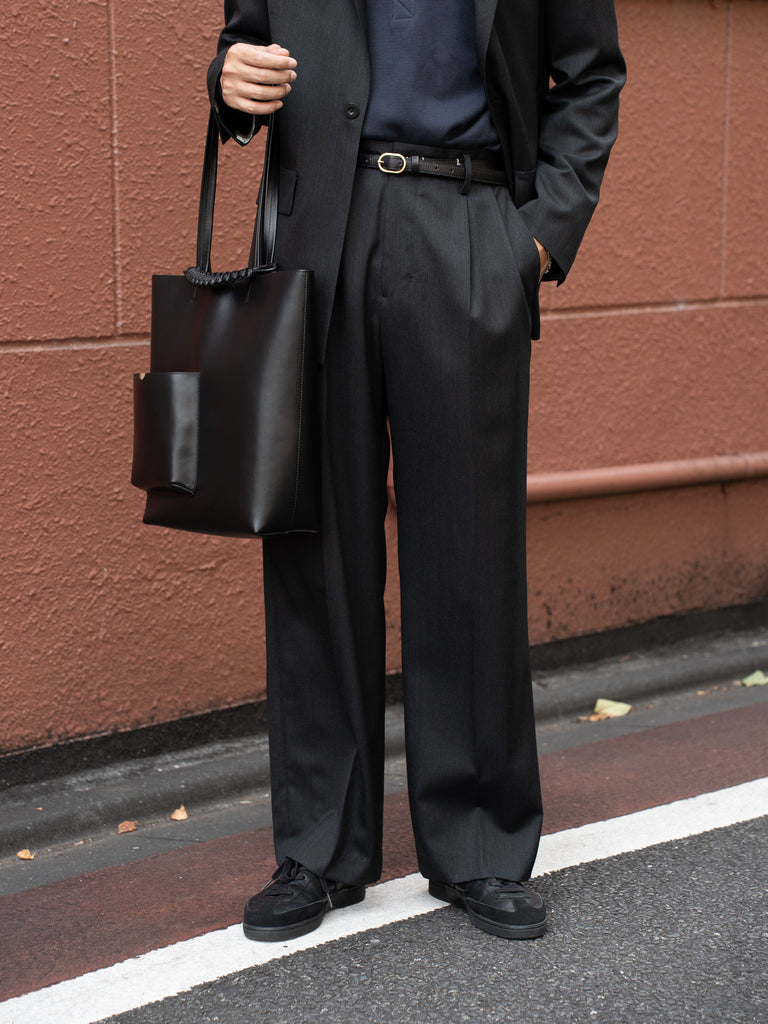 IRENISA / TWO TUCKS WIDE TROUSERS -CHARCOAL GRAY-