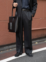 IRENISA / TWO TUCKS WIDE TROUSERS -CHARCOAL GRAY-