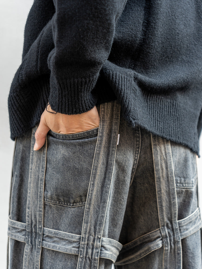 [Expected to arrive in October] SUGARHILL / CAGED DENIM PANTS-BLACK-