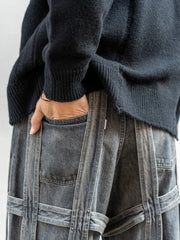 [Expected to arrive in October] SUGARHILL / CAGED DENIM PANTS-BLACK-