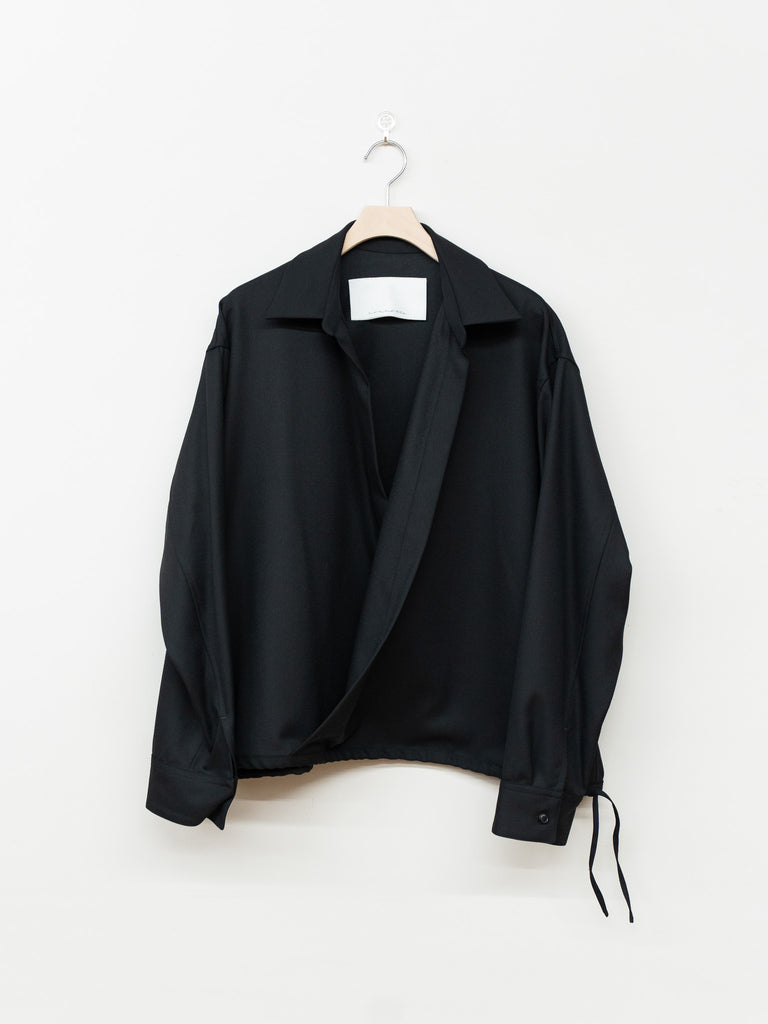 nonnotte / Draping Overlap Shirt -Deep Black-