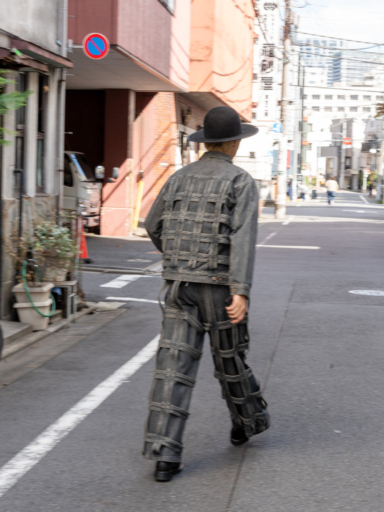 [Expected to arrive in October] SUGARHILL / CAGED DENIM PANTS-BLACK-