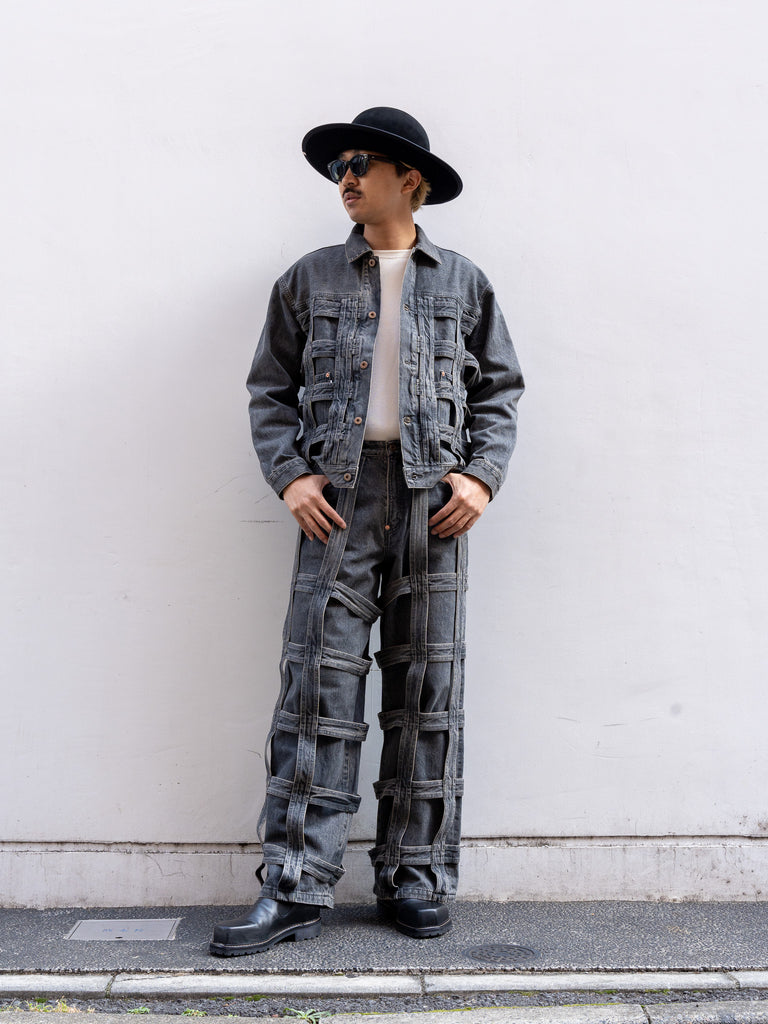 【10/21発売】SUGARHILL / CAGED DENIM PANTS-BLACK-