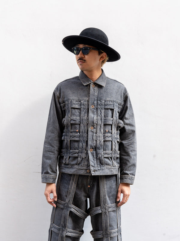 [Expected to arrive in October] SUGARHILL / CAGED DENIM JACKET-BLACK-