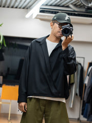 nonnotte / Draping Overlap Shirt -Deep Black-