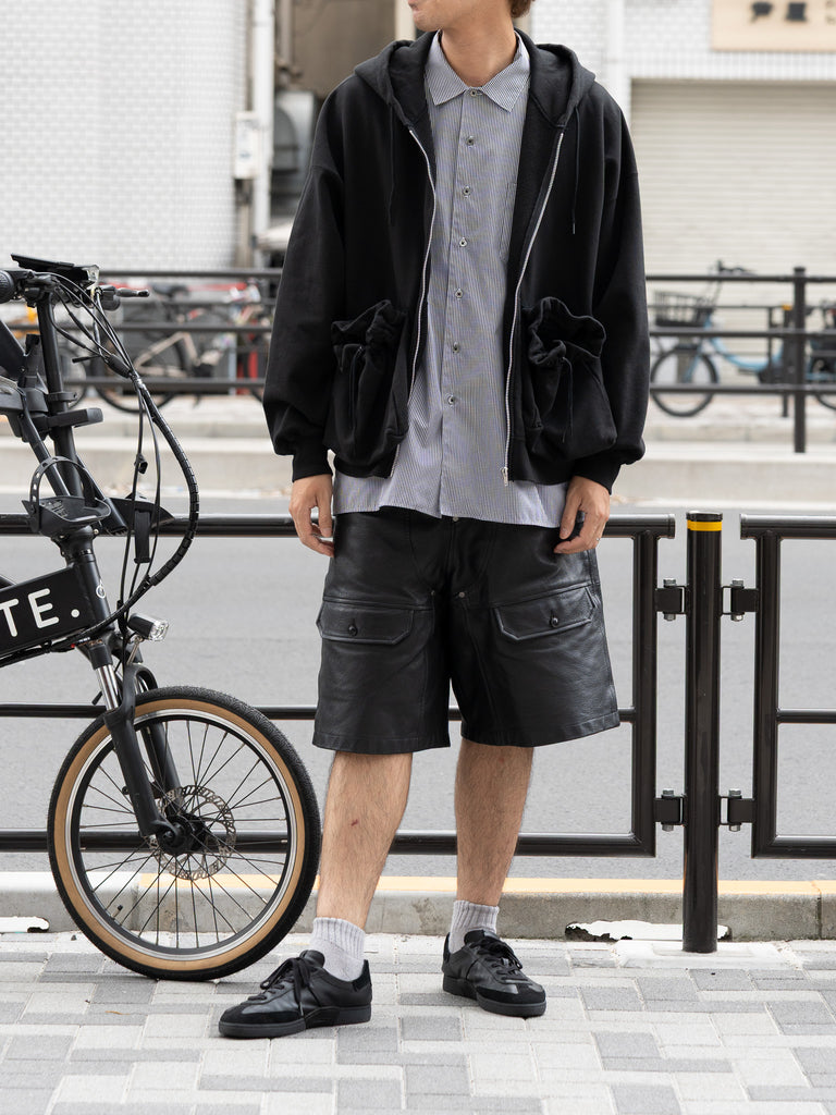 refomed / "KINCHAKU" ZIPUP HOODIE -BLACK-