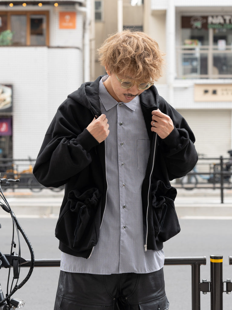 refomed / "KINCHAKU" ZIPUP HOODIE -BLACK-