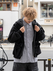 refomed / "KINCHAKU" ZIPUP HOODIE -BLACK-