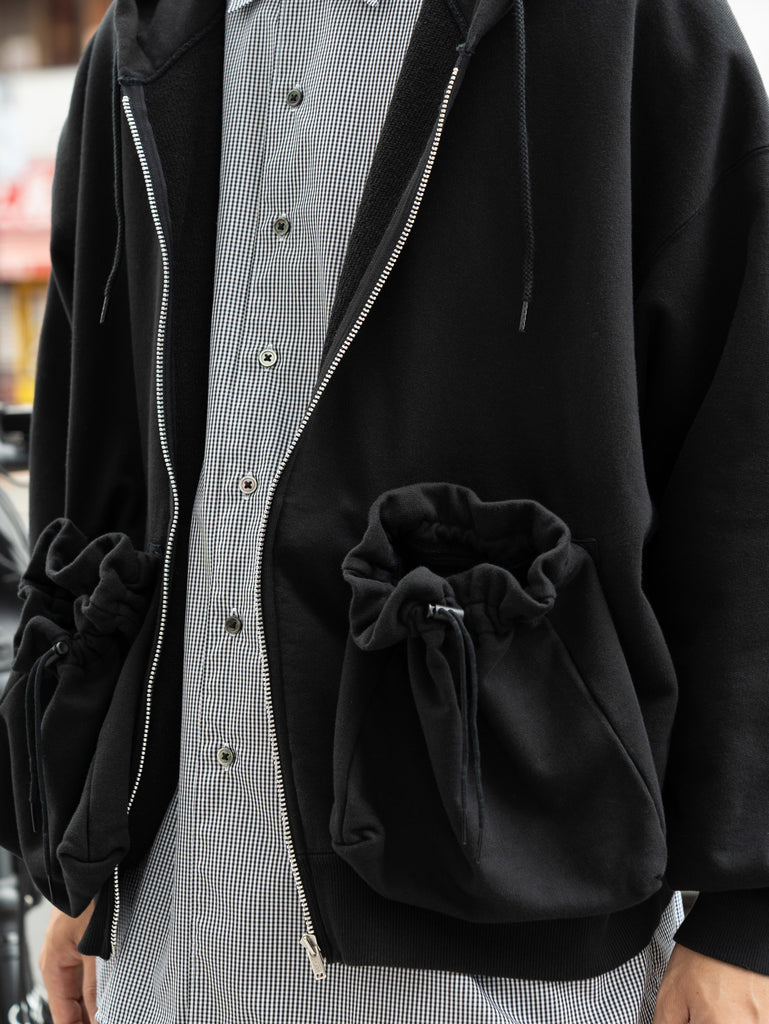 refomed / "KINCHAKU" ZIPUP HOODIE -BLACK-