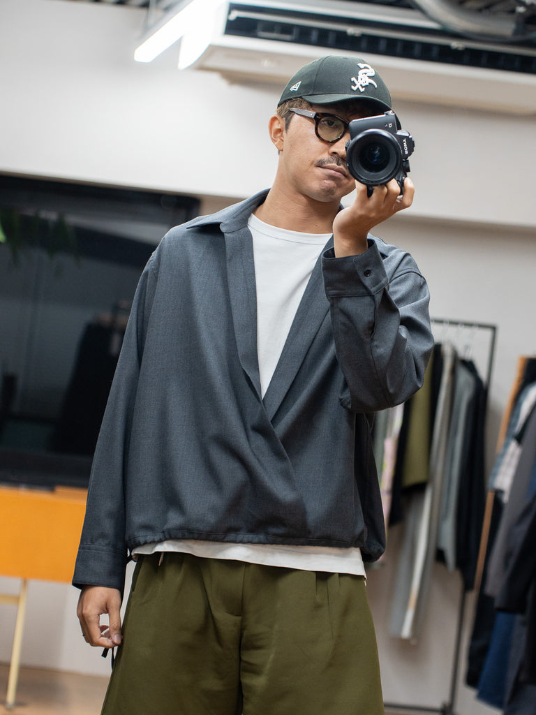 nonnotte / Draping Overlap Shirt -Charcoal Top-