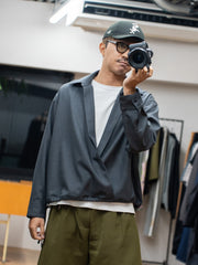 nonnotte / Draping Overlap Shirt -Charcoal Top-