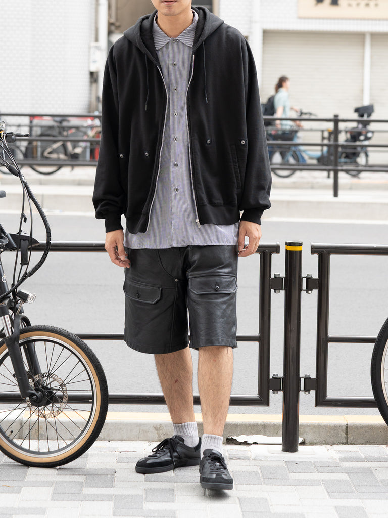 refomed / "KINCHAKU" ZIPUP HOODIE -BLACK-