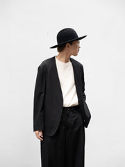 nonnotte / 三角龜領套頭衫-YAKNatural × 白色-