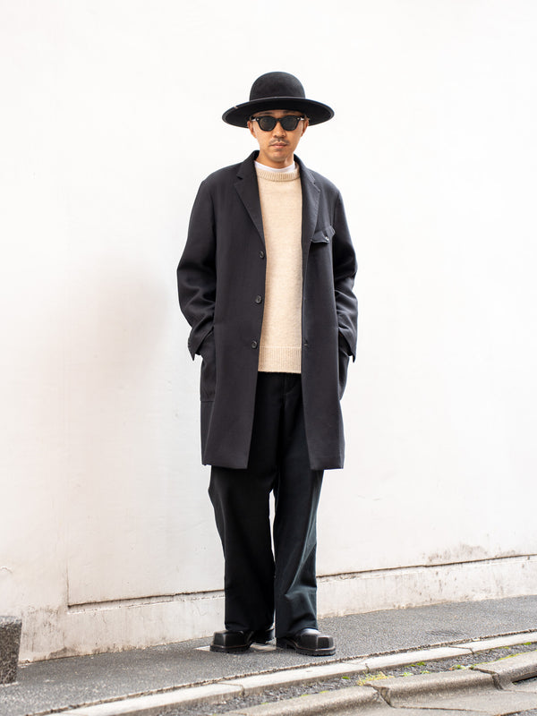 [Scheduled to arrive in October] THONAI / FINE DOUBLE WOOL TWILL / WORK COAT-BLACK-