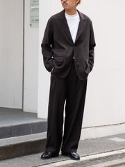 ULTERIOR / WASHED WOOL SILK STRIPE 2B JKT -DARK BROWN-