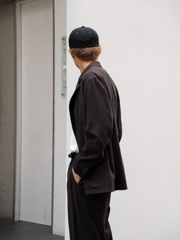 ULTERIOR / WASHED WOOL SILK STRIPE 2B JKT -DARK BROWN-