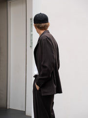 ULTERIOR / WASHED WOOL SILK STRIPE 2B JKT -DARK BROWN-