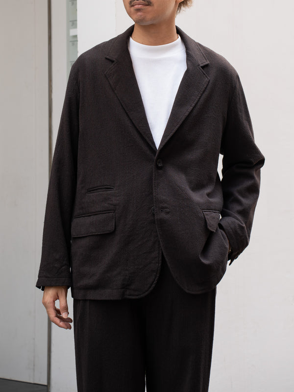 ULTERIOR / WASHED WOOL SILK STRIPE 2B JKT -DARK BROWN-