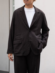 ULTERIOR / WASHED WOOL SILK STRIPE 2B JKT -DARK BROWN-