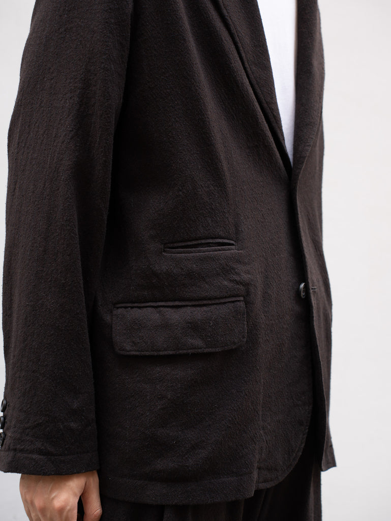 ULTERIOR / WASHED WOOL SILK STRIPE 2B JKT -DARK BROWN-