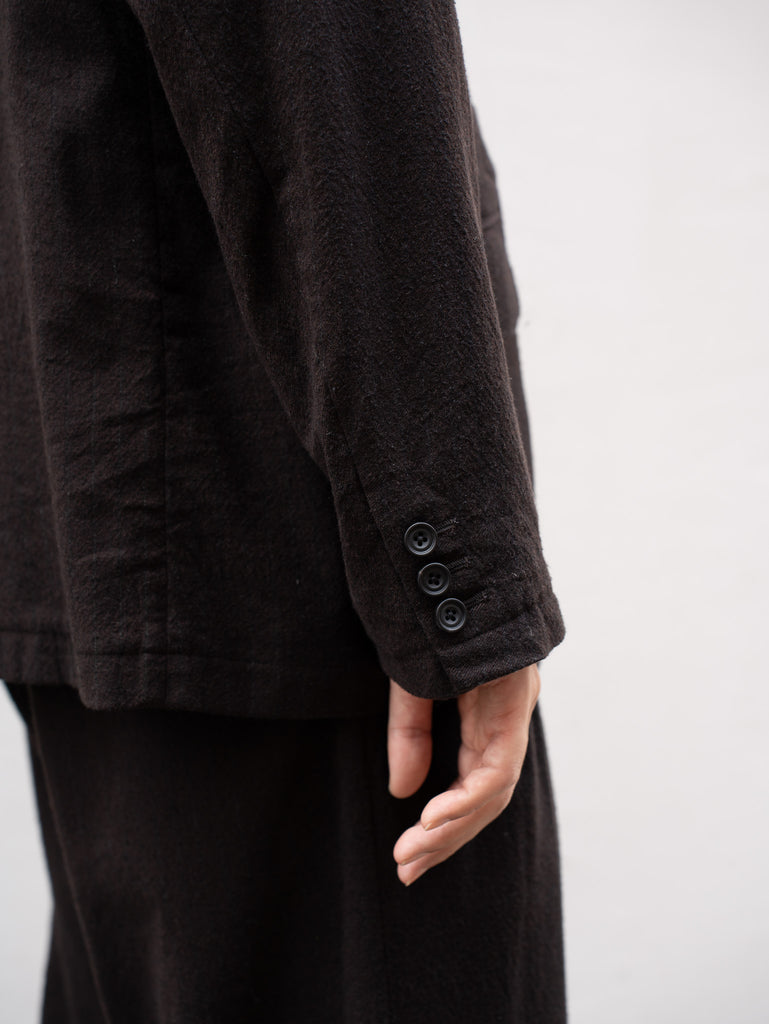 ULTERIOR / WASHED WOOL SILK STRIPE 2B JKT -DARK BROWN-