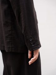 ULTERIOR / WASHED WOOL SILK STRIPE 2B JKT -DARK BROWN-