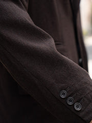 ULTERIOR / WASHED WOOL SILK STRIPE 2B JKT -DARK BROWN-