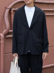 ジャケット・アウター ULTERIOR WASHED WOOL SILK STRIPE 4 ULTERIOR / WASHED WOOL SILK STRIPE 2B JKT -BLACK- aIbn公式通販