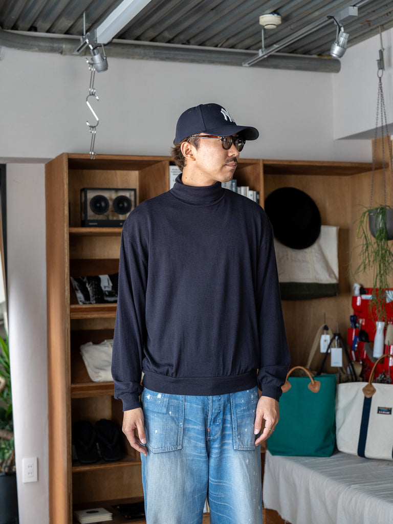 【8/29(土) 12時頃発売】ULTERIOR / SUPER FINE WOOL COTTON TURTLE-NECK TOP -FRENCH NAVY-