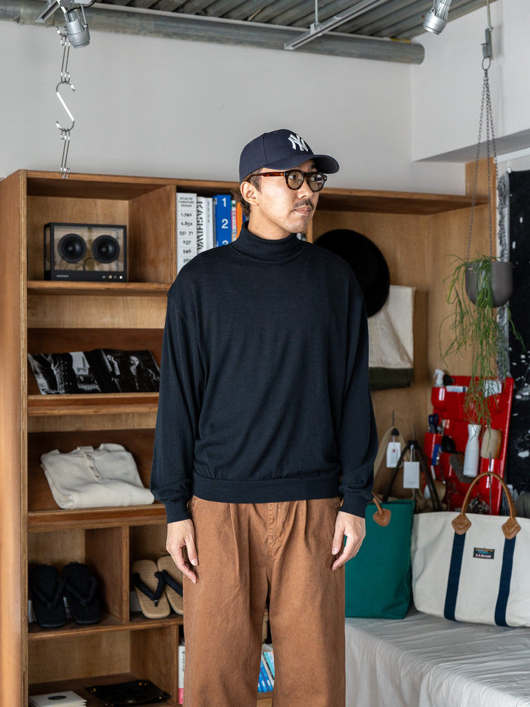 【8/29(土) 12時頃発売】ULTERIOR / SUPER FINE WOOL COTTON TURTLE-NECK TOP -BLACK-