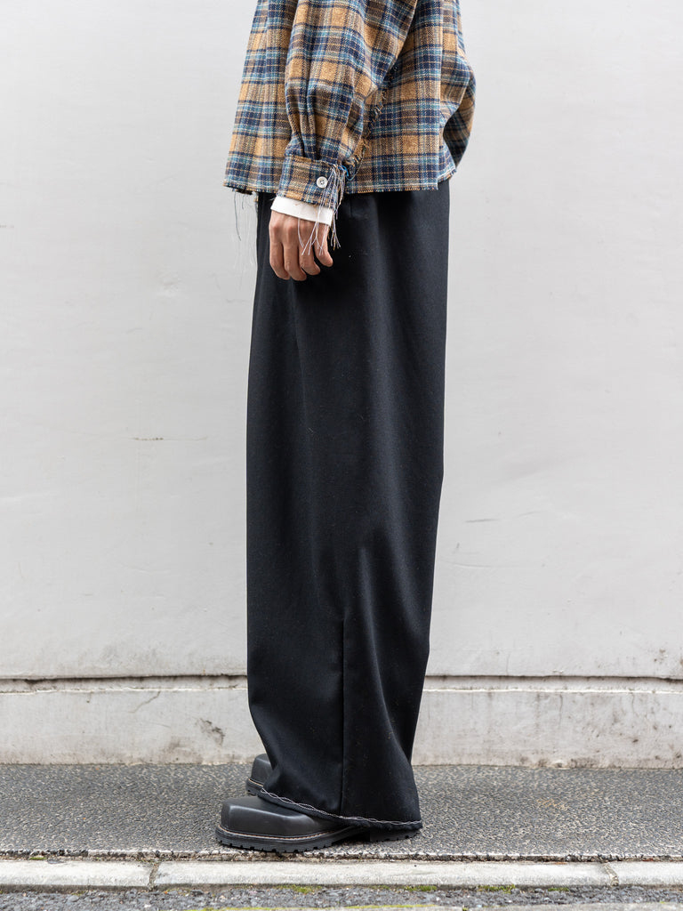 LQUARTET / BISHU WOOL WIDE CEREMONY MC TROUSERS-Black-