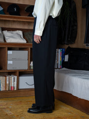 nonnotte / Draping Elastic Wide Trousers Type A -Black-