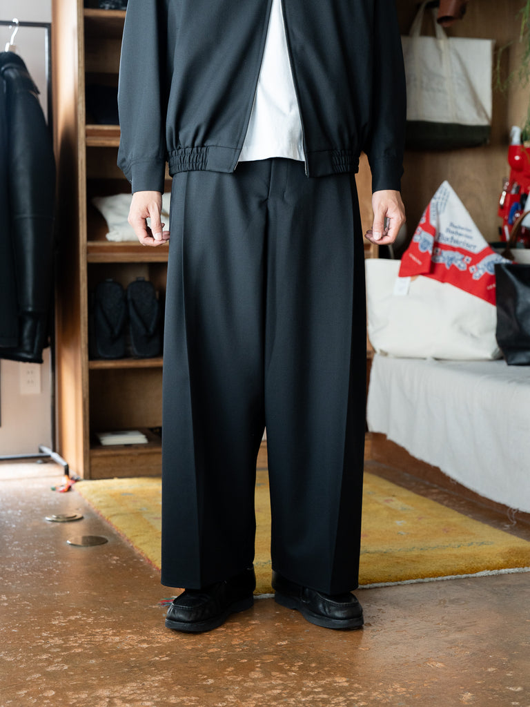 nonnotte /  Draping Crotch Box Pleats One-Tuck Trousers -Deep Black-