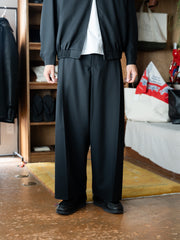 nonnotte /  Draping Crotch Box Pleats One-Tuck Trousers -Deep Black-