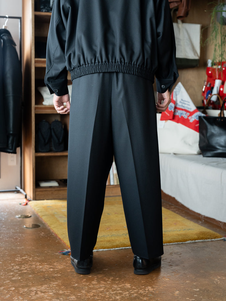nonnotte /  Draping Crotch Box Pleats One-Tuck Trousers -Deep Black-