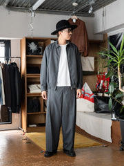 nonnotte /  Draping Crotch Box Pleats One-Tuck Trousers -Charcoal Top-