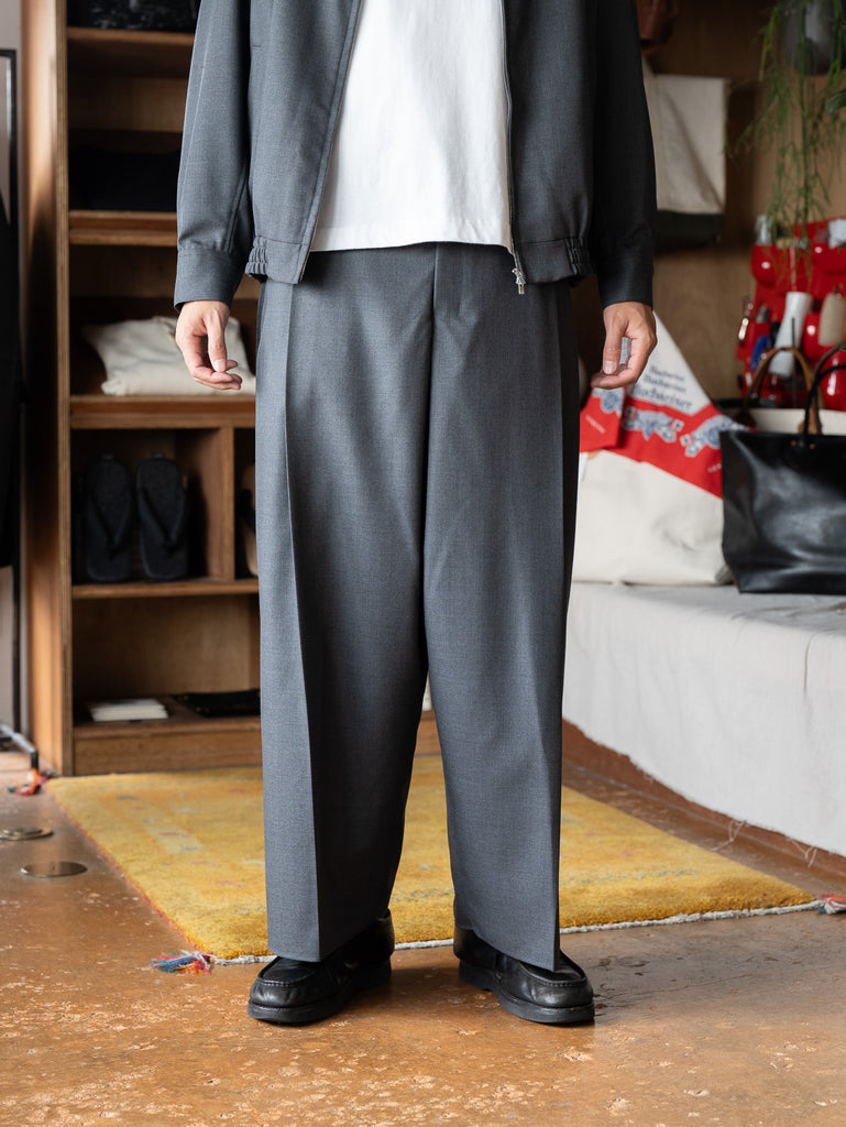 nonnotte /  Draping Crotch Box Pleats One-Tuck Trousers -Charcoal Top-