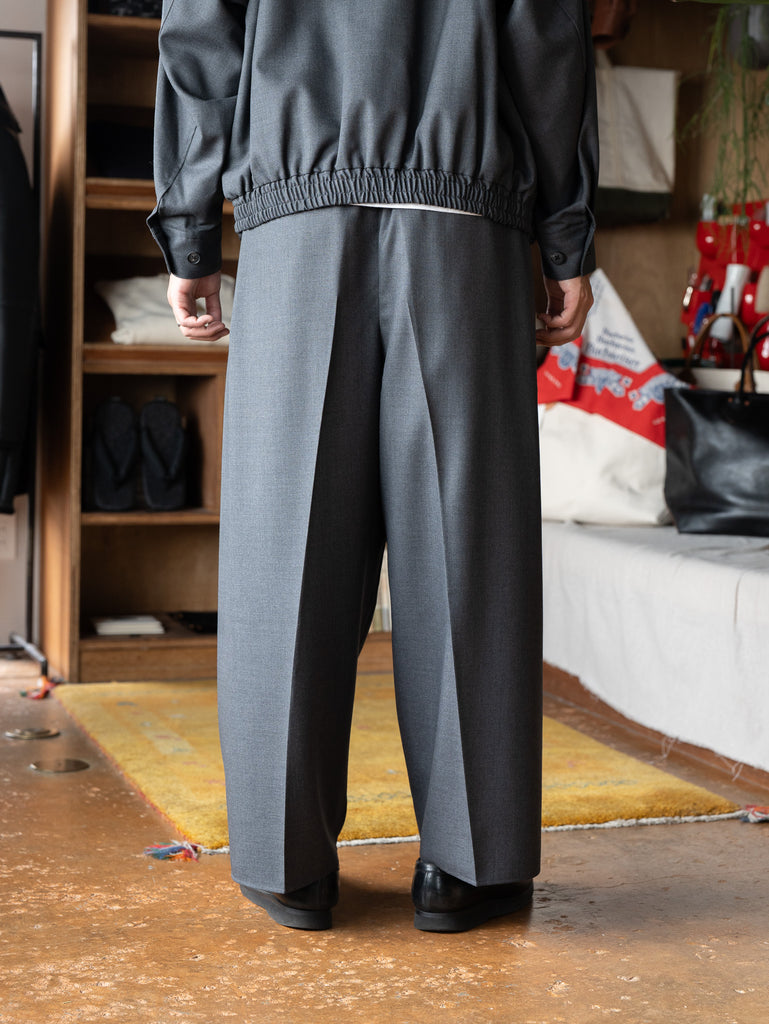 nonnotte /  Draping Crotch Box Pleats One-Tuck Trousers -Charcoal Top-