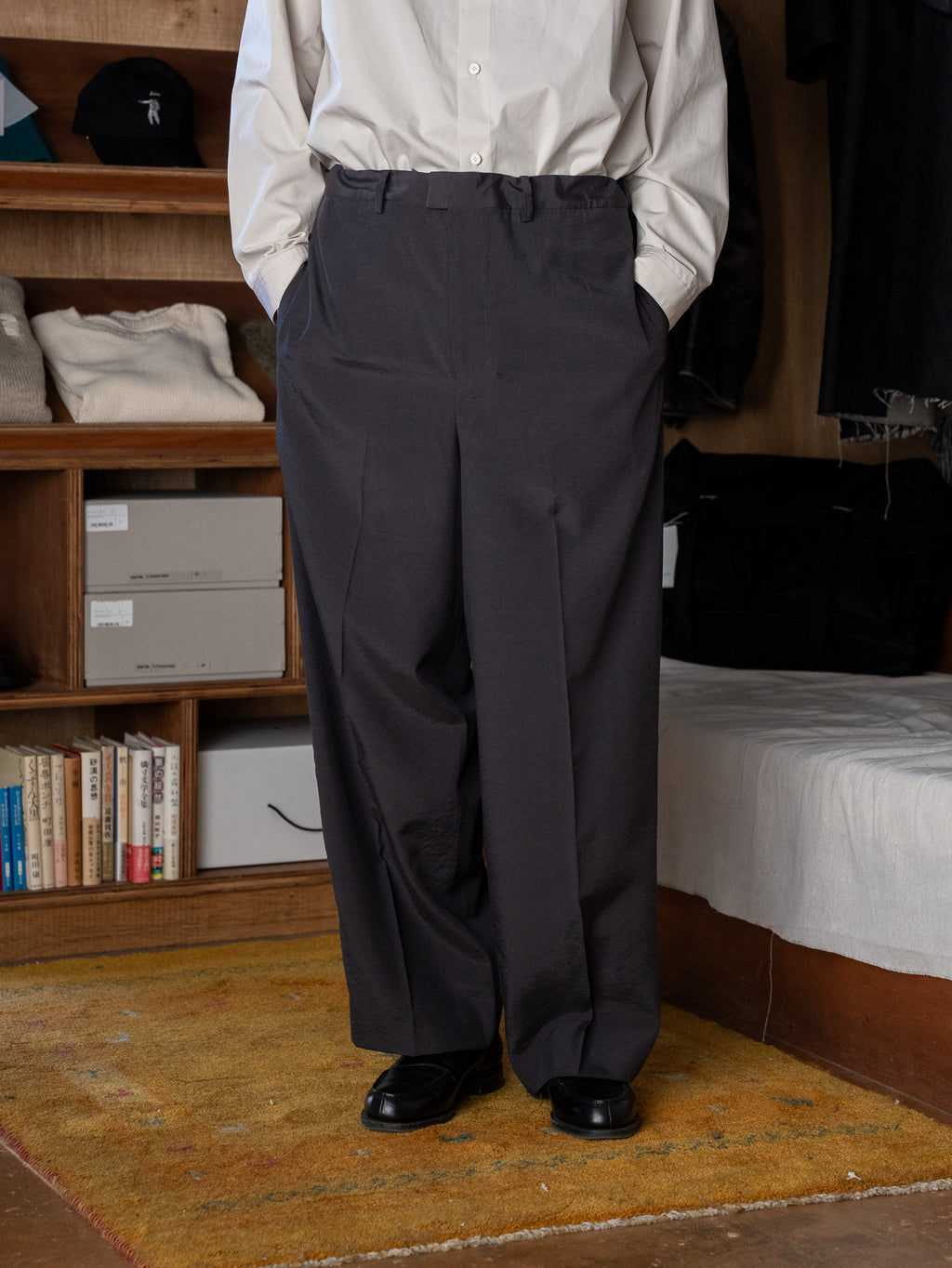 nonnotte / Wide Trousers-Black Sand-