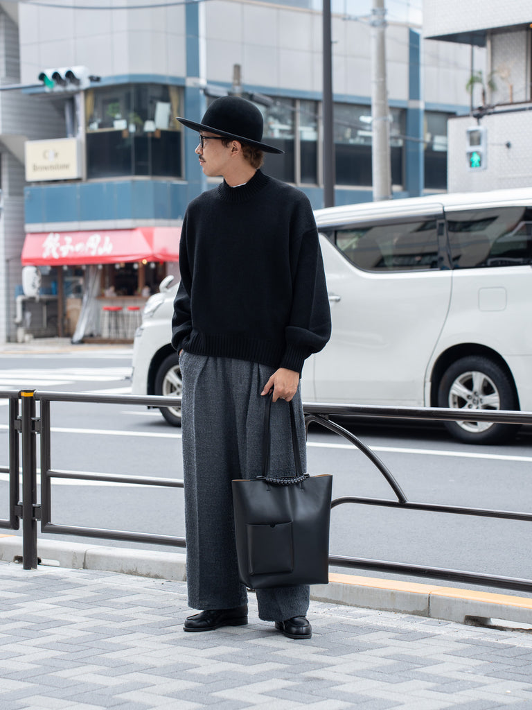 nonnotte / 三角龜領套頭衫-YAKNatural × 白色-