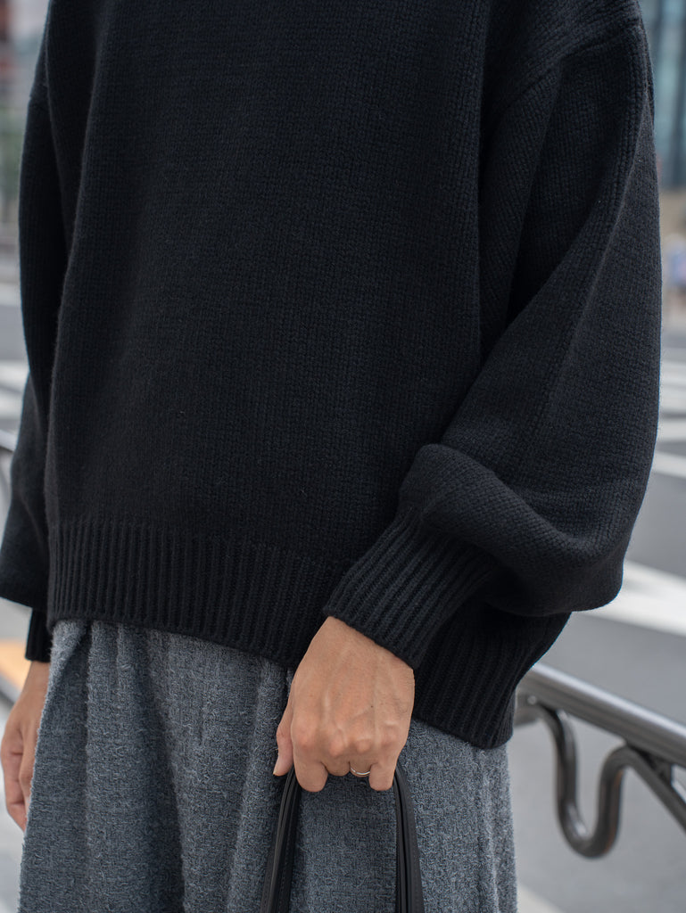 nonnotte / 三角龜領套頭衫-YAKNatural × 白色-